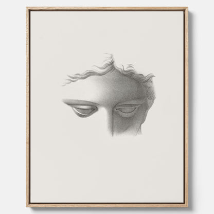 Vintageaffisch på canvas med en minimalistisk illustration av statyn Apollo di Belvedere av konstnären James Fuller Queen