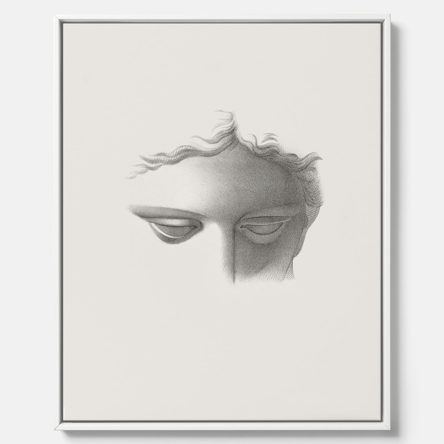 Vintageaffisch på canvas med en minimalistisk illustration av statyn Apollo di Belvedere av konstnären James Fuller Queen