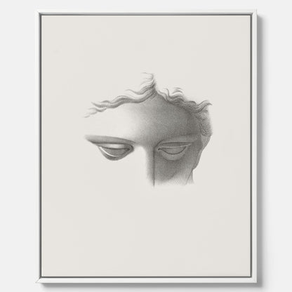 Vintageaffisch på canvas med en minimalistisk illustration av statyn Apollo di Belvedere av konstnären James Fuller Queen
