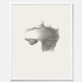 Vintageaffisch med en minimalistisk illustration av statyn Apollo di Belvedere av konstnären James Fuller Queen
