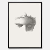 Vintageaffisch med en minimalistisk illustration av statyn Apollo di Belvedere av konstnären James Fuller Queen
