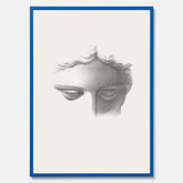 Vintageaffisch med en minimalistisk illustration av statyn Apollo di Belvedere av konstnären James Fuller Queen