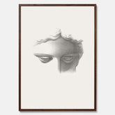 Vintageaffisch med en minimalistisk illustration av statyn Apollo di Belvedere av konstnären James Fuller Queen