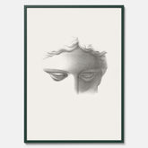 Vintageaffisch med en minimalistisk illustration av statyn Apollo di Belvedere av konstnären James Fuller Queen