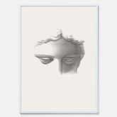 Vintageaffisch med en minimalistisk illustration av statyn Apollo di Belvedere av konstnären James Fuller Queen