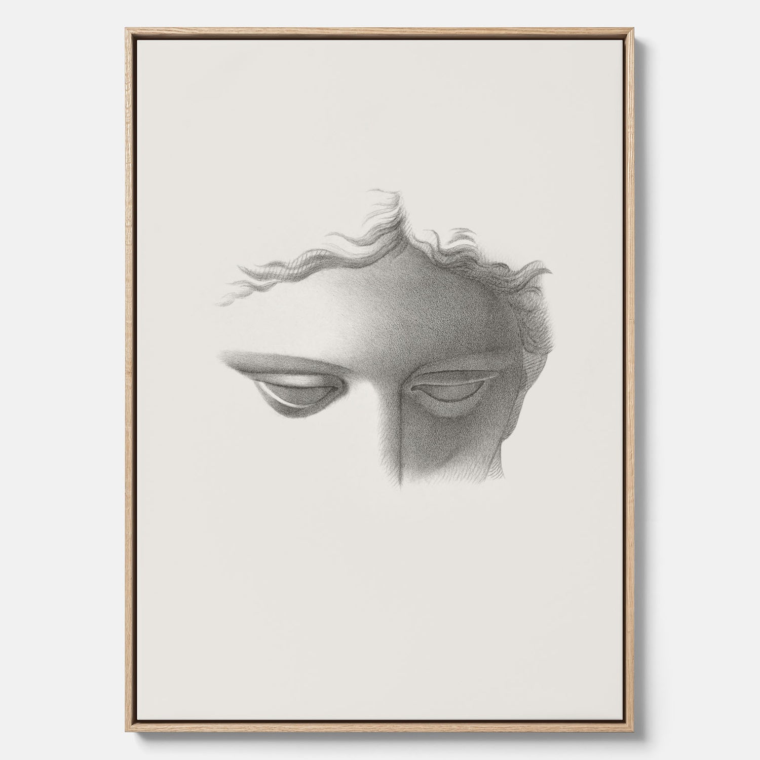 Vintageaffisch på canvas med en minimalistisk illustration av statyn Apollo di Belvedere av konstnären James Fuller Queen