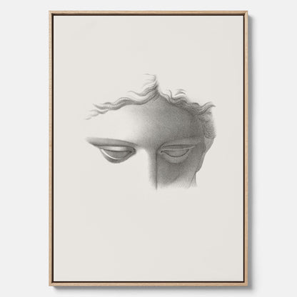 Vintageaffisch på canvas med en minimalistisk illustration av statyn Apollo di Belvedere av konstnären James Fuller Queen