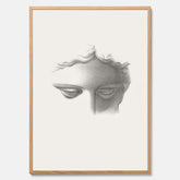 Vintageaffisch med en minimalistisk illustration av statyn Apollo di Belvedere av konstnären James Fuller Queen
