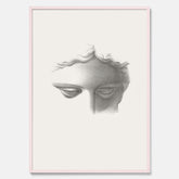 Vintageaffisch med en minimalistisk illustration av statyn Apollo di Belvedere av konstnären James Fuller Queen