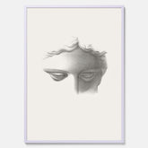 Vintageaffisch med en minimalistisk illustration av statyn Apollo di Belvedere av konstnären James Fuller Queen