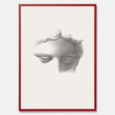 Vintageaffisch med en minimalistisk illustration av statyn Apollo di Belvedere av konstnären James Fuller Queen