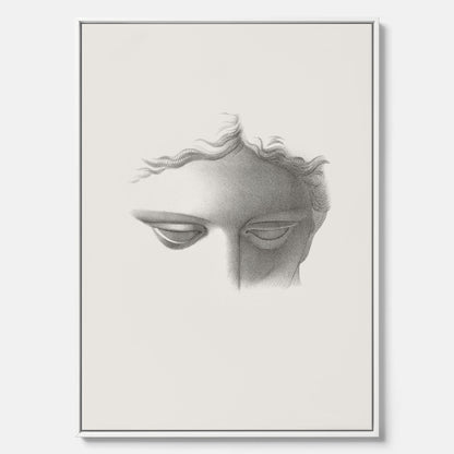 Vintageaffisch på canvas med en minimalistisk illustration av statyn Apollo di Belvedere av konstnären James Fuller Queen