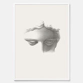 Vintageaffisch med en minimalistisk illustration av statyn Apollo di Belvedere av konstnären James Fuller Queen