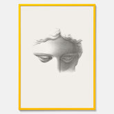 Vintageaffisch med en minimalistisk illustration av statyn Apollo di Belvedere av konstnären James Fuller Queen