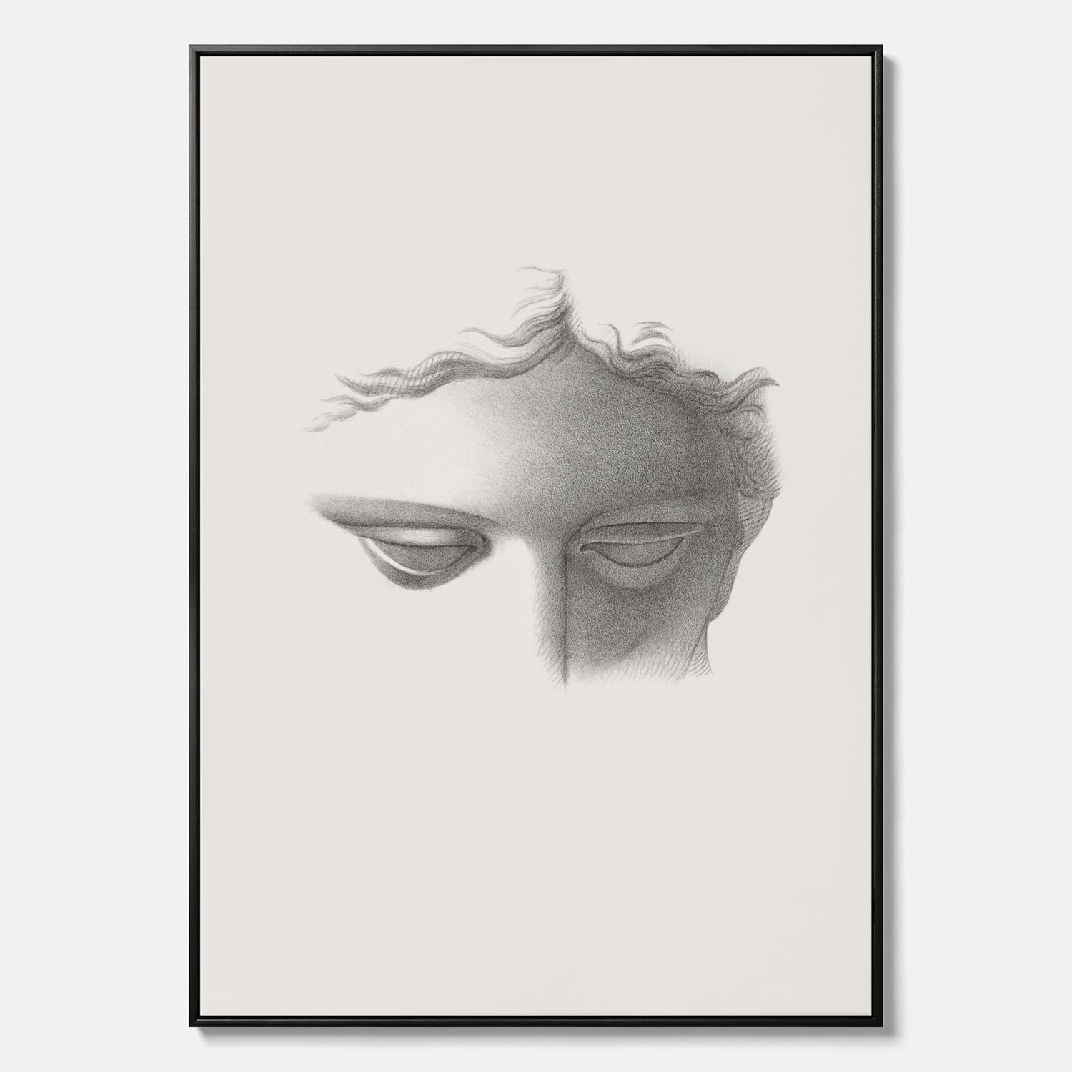 Vintageaffisch på canvas med en minimalistisk illustration av statyn Apollo di Belvedere av konstnären James Fuller Queen