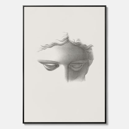 Vintageaffisch på canvas med en minimalistisk illustration av statyn Apollo di Belvedere av konstnären James Fuller Queen