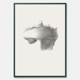 Vintageaffisch med en minimalistisk illustration av statyn Apollo di Belvedere av konstnären James Fuller Queen