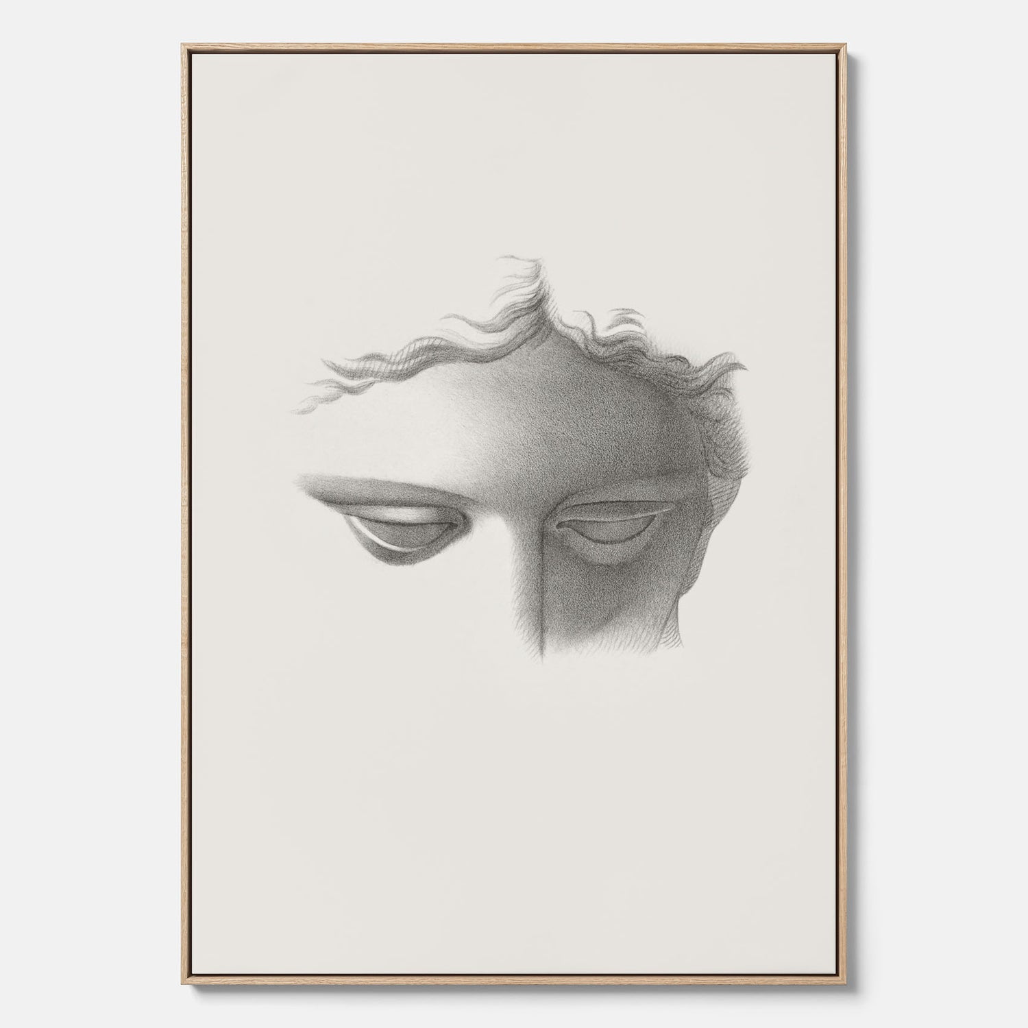 Vintageaffisch på canvas med en minimalistisk illustration av statyn Apollo di Belvedere av konstnären James Fuller Queen