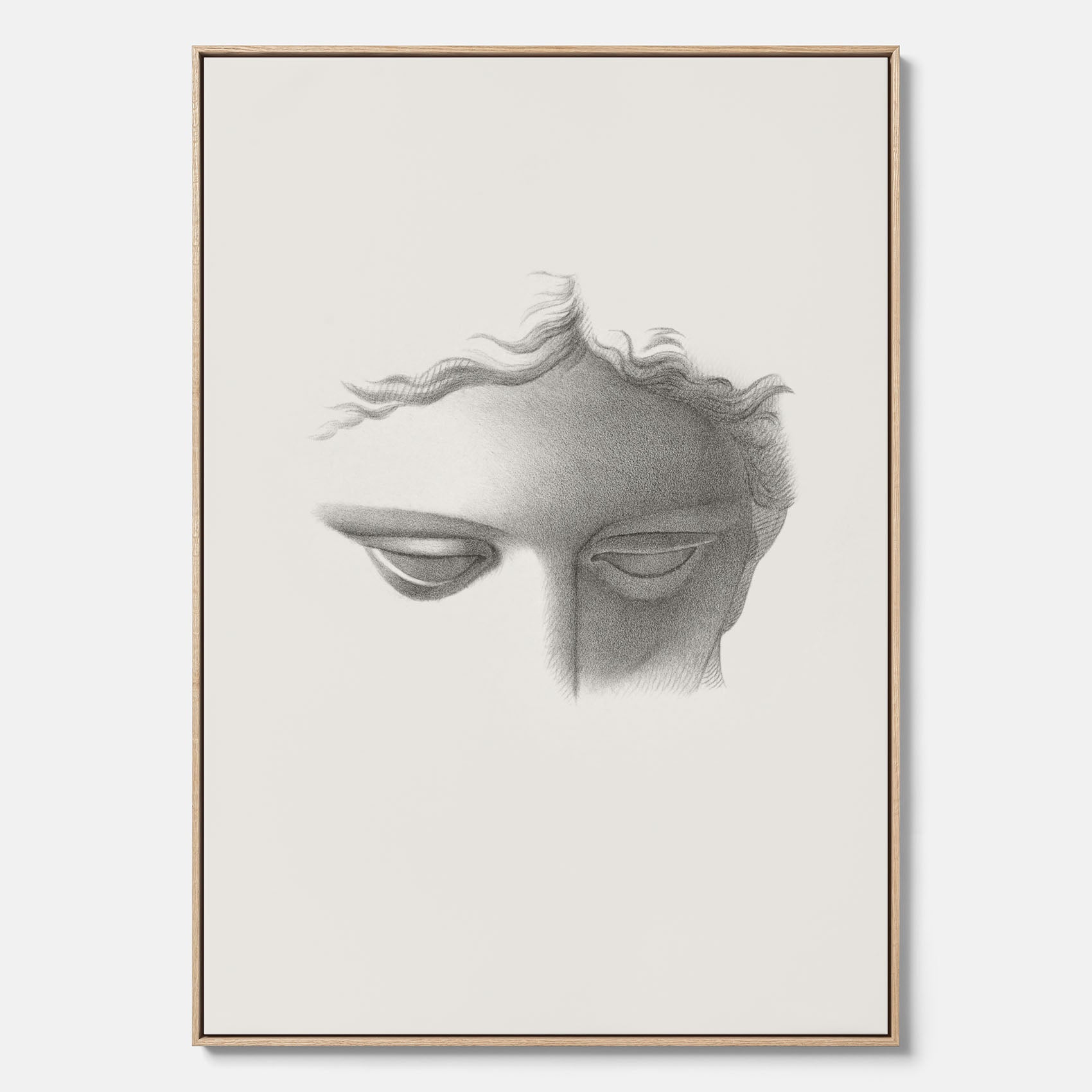 Vintageaffisch på canvas med en minimalistisk illustration av statyn Apollo di Belvedere av konstnären James Fuller Queen