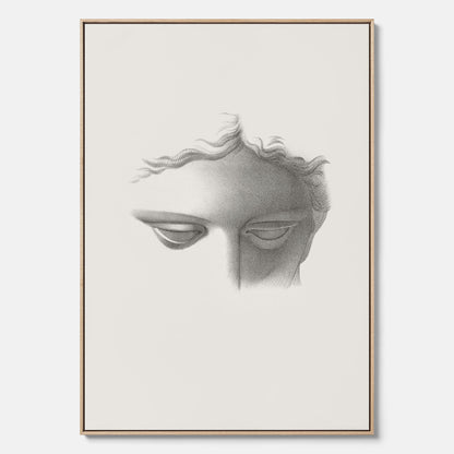 Vintageaffisch på canvas med en minimalistisk illustration av statyn Apollo di Belvedere av konstnären James Fuller Queen
