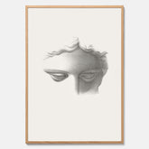 Vintageaffisch med en minimalistisk illustration av statyn Apollo di Belvedere av konstnären James Fuller Queen
