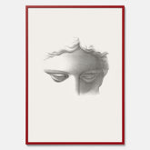 Vintageaffisch med en minimalistisk illustration av statyn Apollo di Belvedere av konstnären James Fuller Queen