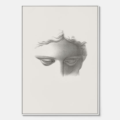 Vintageaffisch på canvas med en minimalistisk illustration av statyn Apollo di Belvedere av konstnären James Fuller Queen