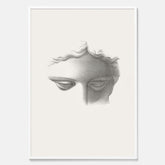 Vintageaffisch med en minimalistisk illustration av statyn Apollo di Belvedere av konstnären James Fuller Queen