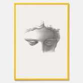 Vintageaffisch med en minimalistisk illustration av statyn Apollo di Belvedere av konstnären James Fuller Queen