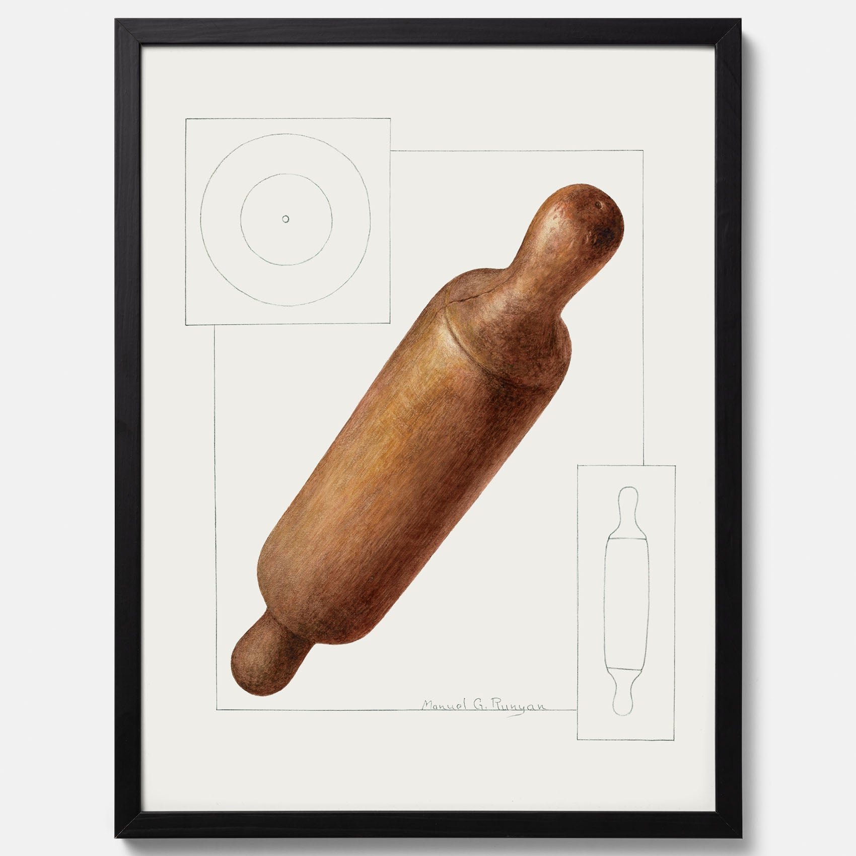 Kökstavla med en Degkavel poster  – Köksposter, tavla till kök med kavel, kökstavla, poster till kök