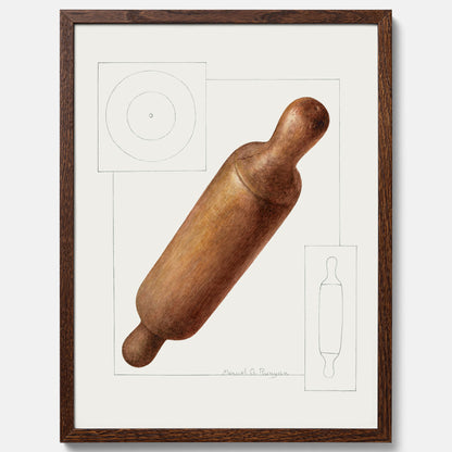 Kökstavla med en Degkavel poster  – Köksposter, tavla till kök med kavel, kökstavla, poster till kök