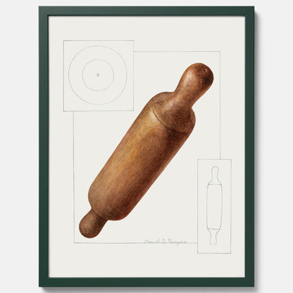 Kökstavla med en Degkavel poster  – Köksposter, tavla till kök med kavel, kökstavla, poster till kök