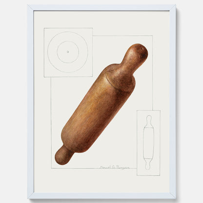 Kökstavla med en Degkavel poster  – Köksposter, tavla till kök med kavel, kökstavla, poster till kök