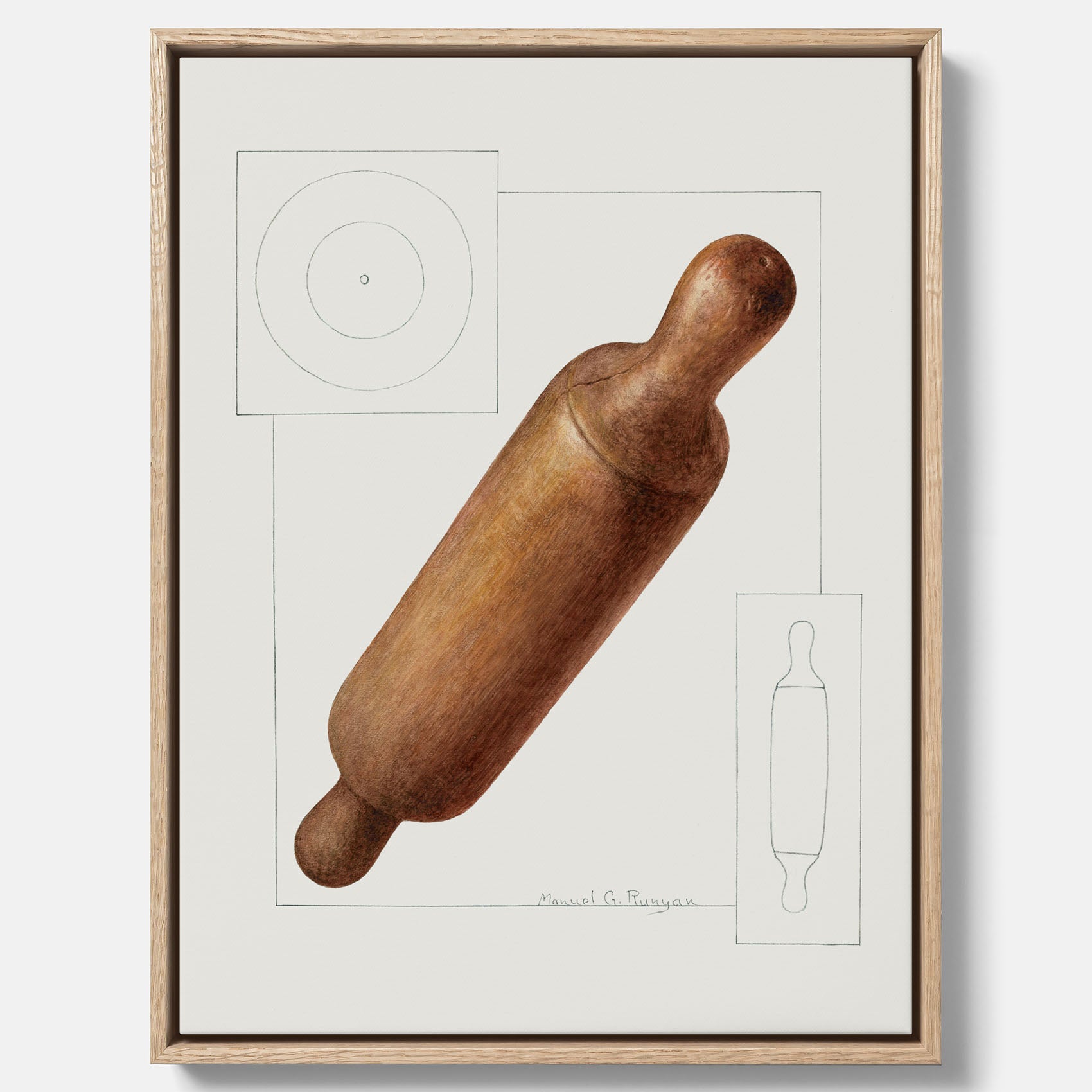 Kökstavla med en Degkavel canvas  – Köksposter, tavla till kök med kavel, kökstavla, poster till kök