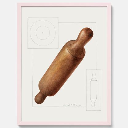 Kökstavla med en Degkavel poster  – Köksposter, tavla till kök med kavel, kökstavla, poster till kök
