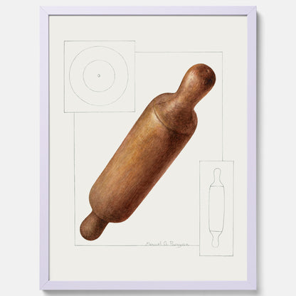 Kökstavla med en Degkavel poster  – Köksposter, tavla till kök med kavel, kökstavla, poster till kök