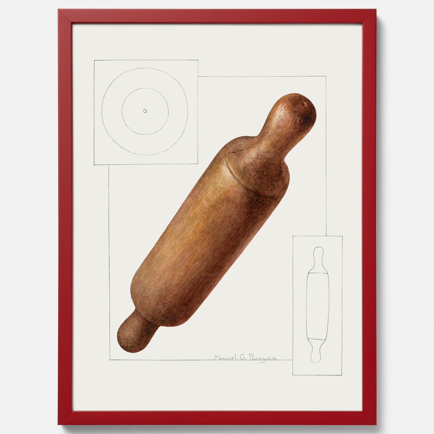 Kökstavla med en Degkavel poster  – Köksposter, tavla till kök med kavel, kökstavla, poster till kök