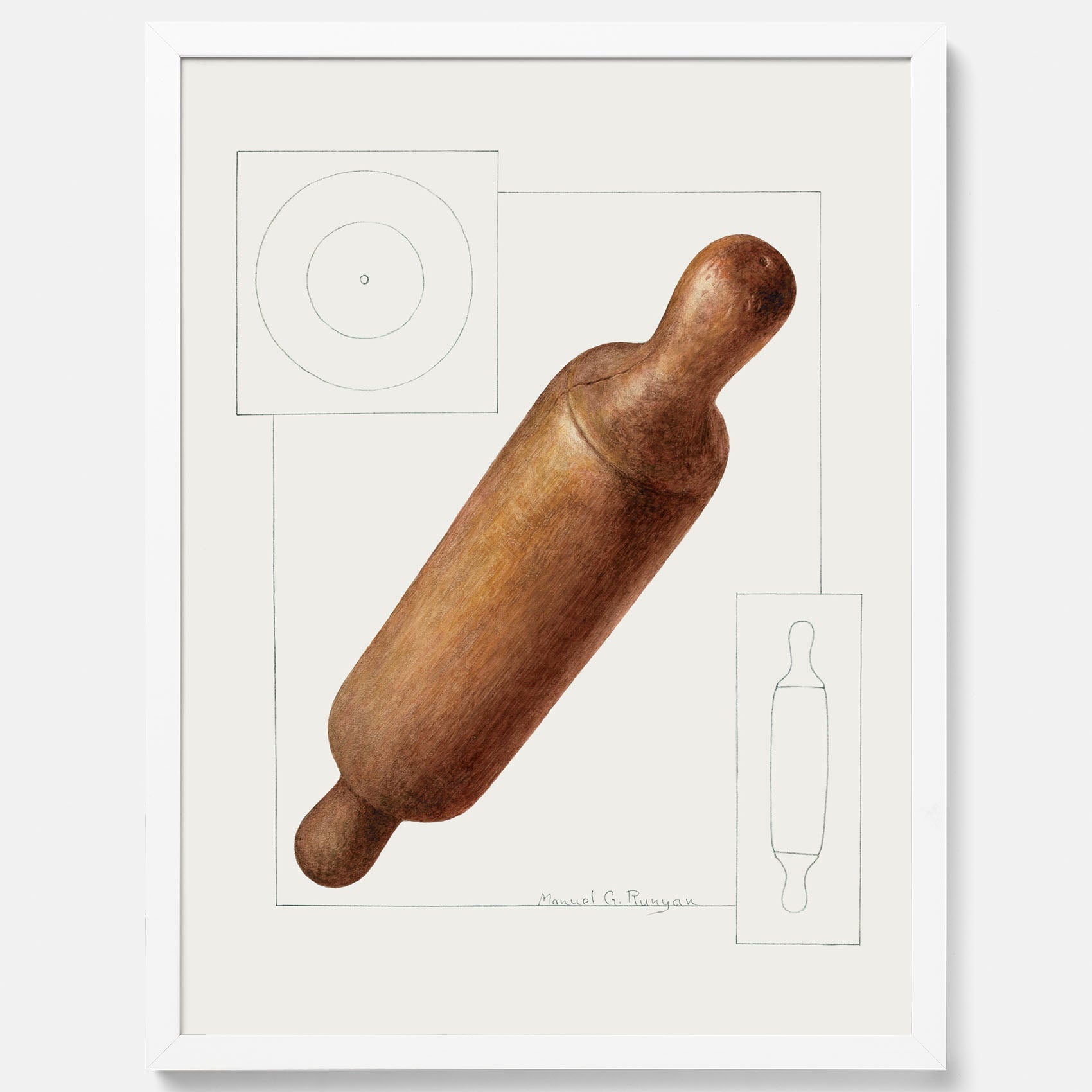 Kökstavla med en Degkavel poster  – Köksposter, tavla till kök med kavel, kökstavla, poster till kök