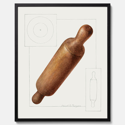 Kökstavla med en Degkavel poster  – Köksposter, tavla till kök med kavel, kökstavla, poster till kök