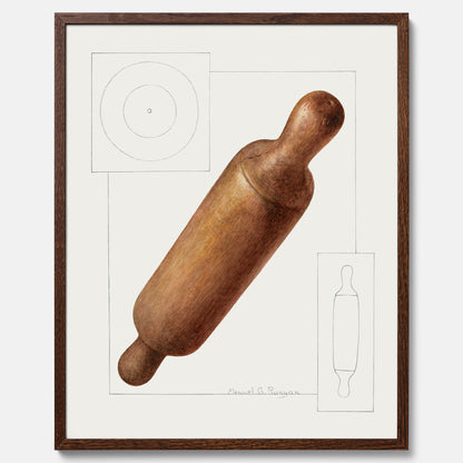 Kökstavla med en Degkavel poster  – Köksposter, tavla till kök med kavel, kökstavla, poster till kök