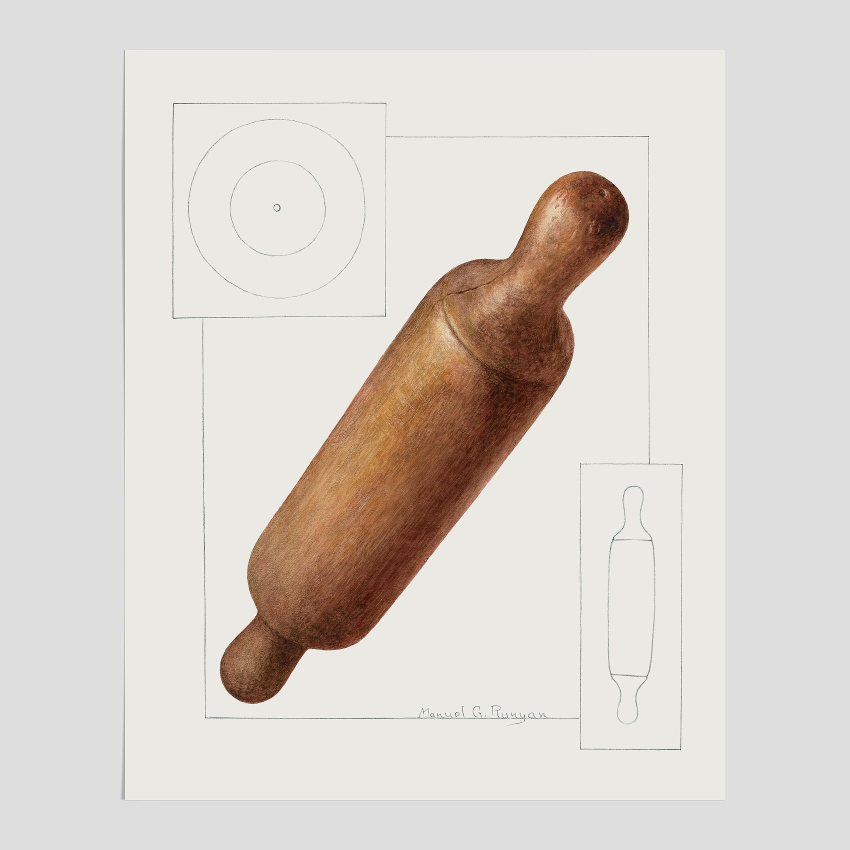 Kökstavla med en Degkavel poster  – Köksposter, tavla till kök med kavel, kökstavla, poster till kök