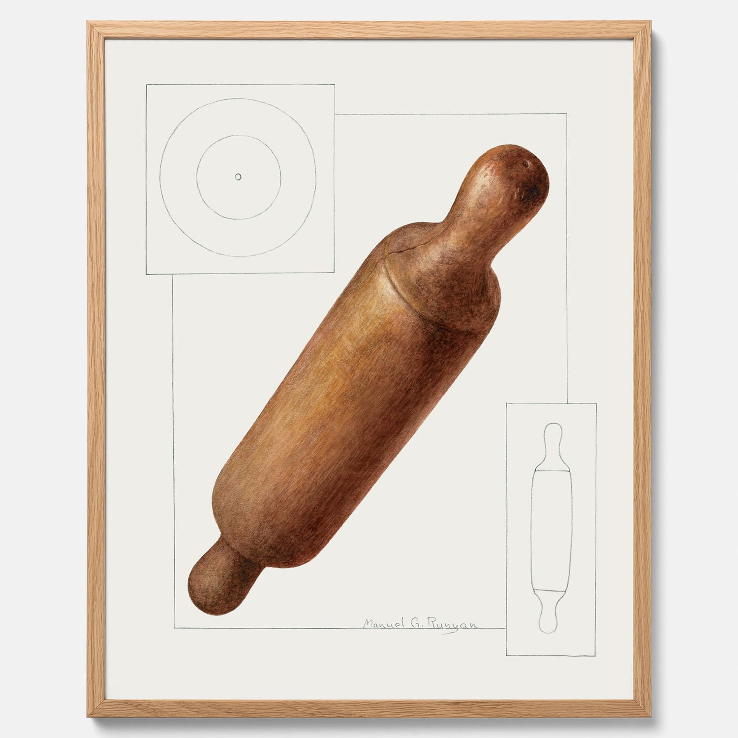Kökstavla med en Degkavel poster  – Köksposter, tavla till kök med kavel, kökstavla, poster till kök