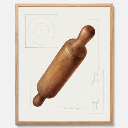 Kökstavla med en Degkavel poster  – Köksposter, tavla till kök med kavel, kökstavla, poster till kök
