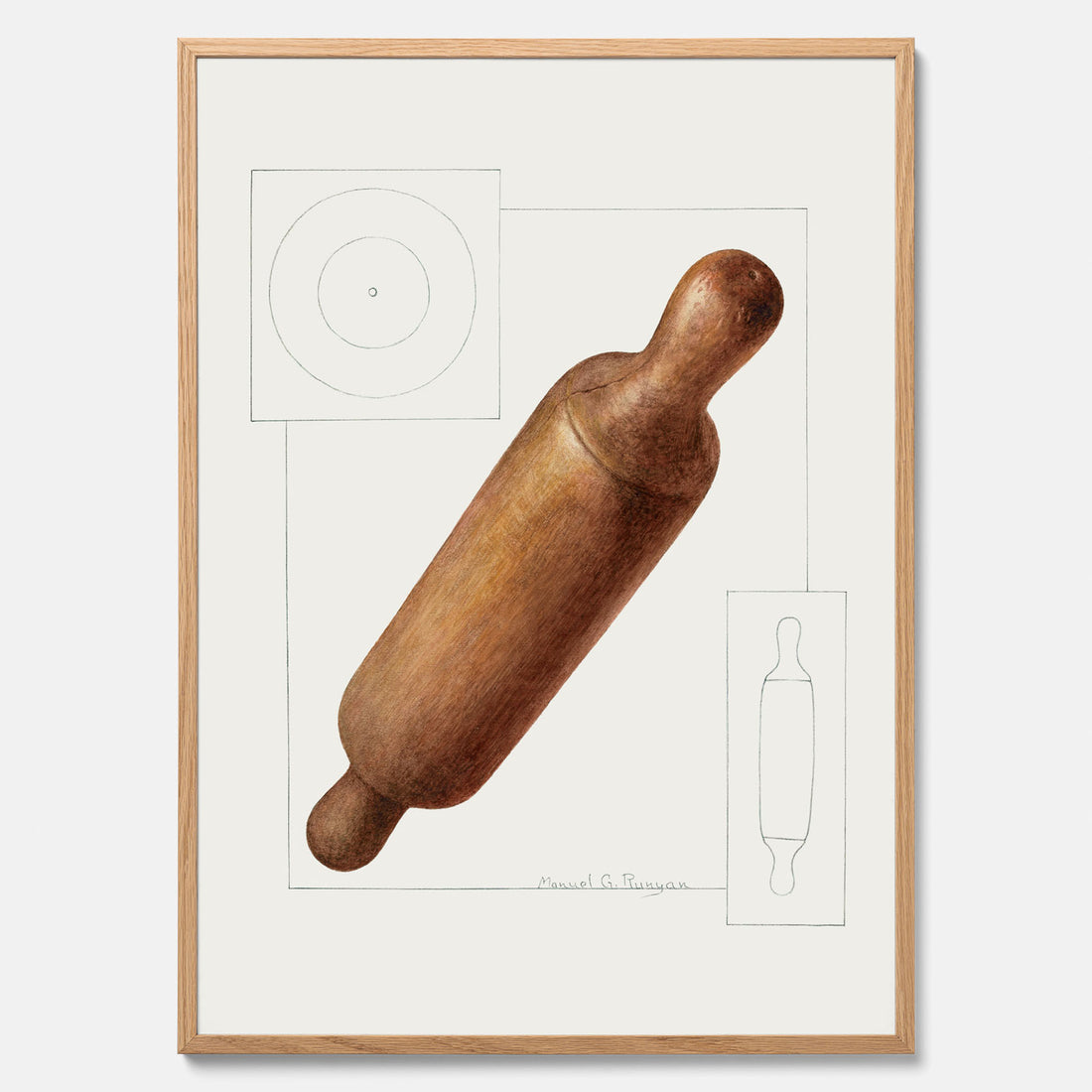 Kökstavla med en Degkavel poster  – Köksposter, tavla till kök med kavel, kökstavla, poster till kök