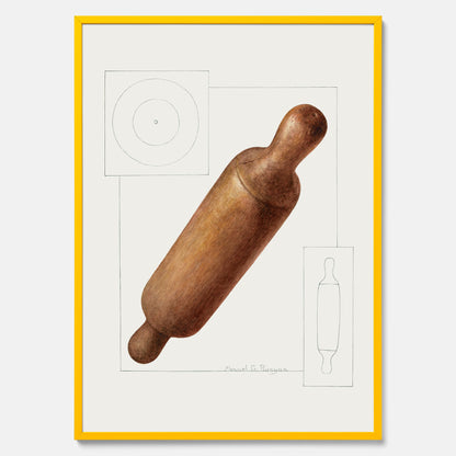 Kökstavla med en Degkavel poster  – Köksposter, tavla till kök med kavel, kökstavla, poster till kök