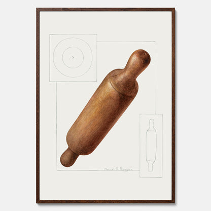 Kökstavla med en Degkavel poster  – Köksposter, tavla till kök med kavel, kökstavla, poster till kök