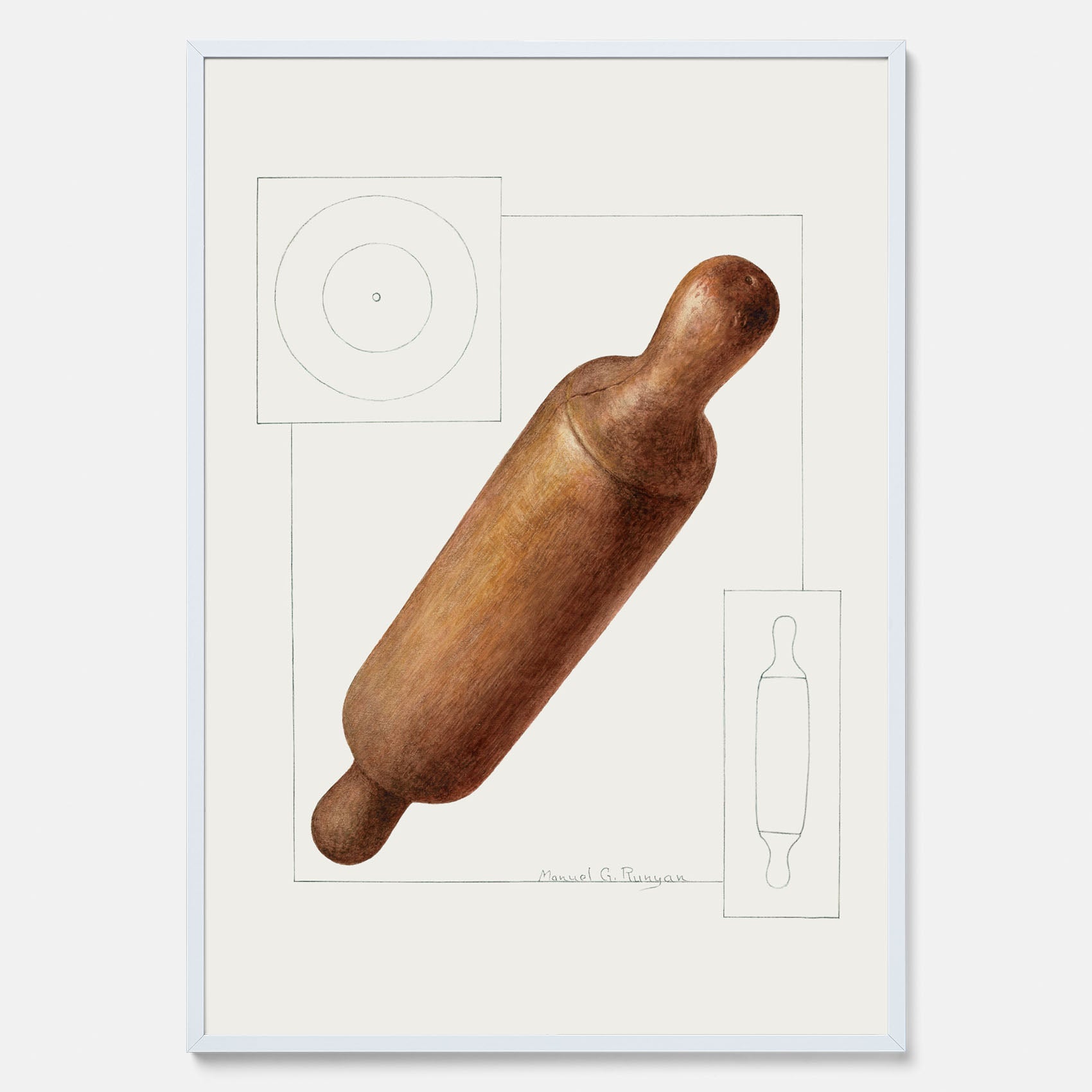 Kökstavla med en Degkavel poster  – Köksposter, tavla till kök med kavel, kökstavla, poster till kök
