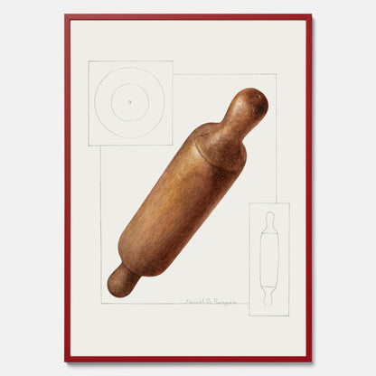 Kökstavla med en Degkavel poster  – Köksposter, tavla till kök med kavel, kökstavla, poster till kök