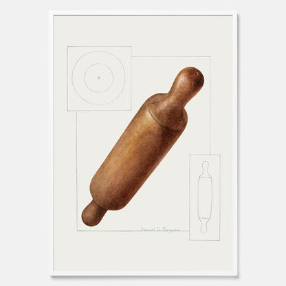 Kökstavla med en Degkavel poster  – Köksposter, tavla till kök med kavel, kökstavla, poster till kök