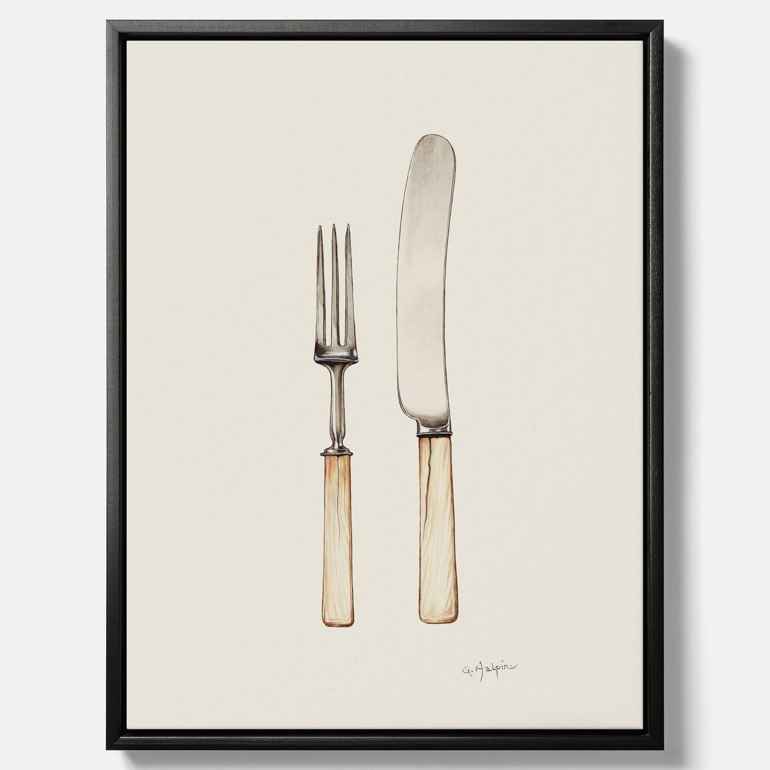 Canvastavla till kök med Kniv &amp; Gaffel poster  – Köksposter, tavla till kök med bestick, kökstavla, poster till kök